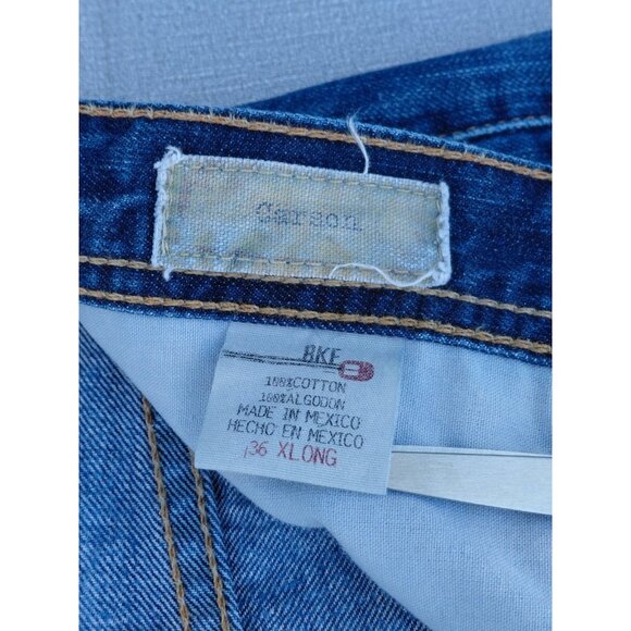 Vtg BKE Carson Jeans 36 X-Long Distressed Ripped Whiskered Denim Straight Leg - Picture 7 of 13